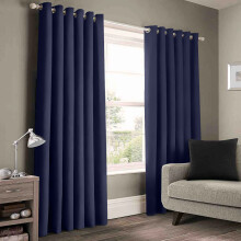 (Navy Blue, 66" x 72") Insulated Blackout Curtain Pair Eyelet Ring Top Drape