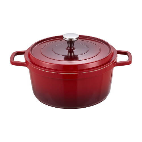 Living And Home Enameled Cast Aluminium Dutch Oven Pot with Lid, Red 2