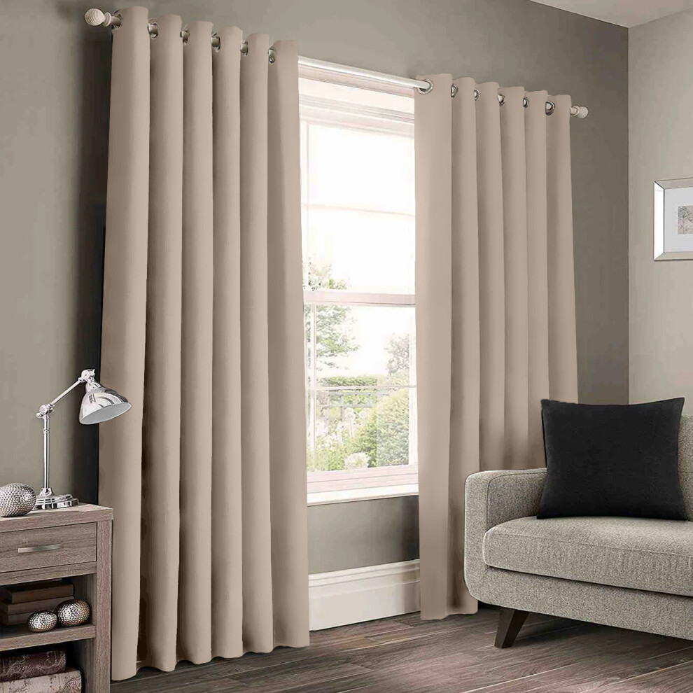 Aspire Homeware ( 66" X 72") Insulated Blackout Curtain Pair Eyelet Ring Top Drape Cream