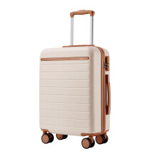 (Cream/Brown, 20Inch) 20/24/28Inch Hard Shell Suitcase 4 Wheels Cabin Hand Luggage Travel Case ABS+PC