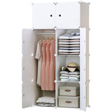 8-Cube Clothes Closet, Plastic Wardrobe with Doors & 1 Hanger, Modular Storage Organizer, Deeper Cubes for Larger Space
