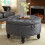 Round Storage Ottoman Stool Upholstered Coffee Table Pouffe Double-Side Lid Box 1