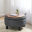 Round Storage Ottoman Stool Upholstered Coffee Table Pouffe Double-Side Lid Box 2