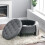 Round Storage Ottoman Stool Upholstered Coffee Table Pouffe Double-Side Lid Box 5
