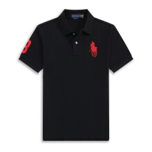 (Black &Red, XL) Men's Custom Fit Polo Shirt Cotton Short Sleeve Large Pony Polo Top