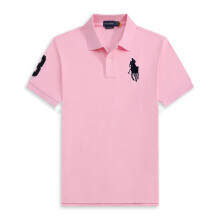 (Pink, XL) Men's Custom Fit Polo Shirt Cotton Short Sleeve Large Pony Polo Top
