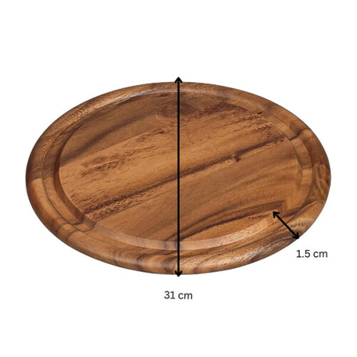 Tala Round Lacquered Acacia Board with Groove 2