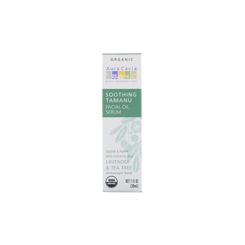 Aura Cacia Soothing Tamanu Facial Oil Serum Organic 30ml Nourishing & Calming Facial Oil for Smooth, Healthy-Looking Skin
