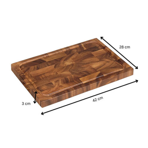 Tala Lacquered Acacia Dual Purpose Rectangular End Grain Board with Groove 1