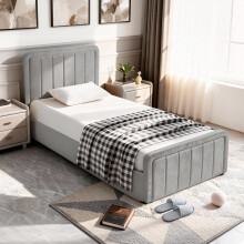 (3ft Single, No Mattress) Light Grey Brushed Velvet Ottoman Bedframe in 3ft, 4ft6 or 5ft