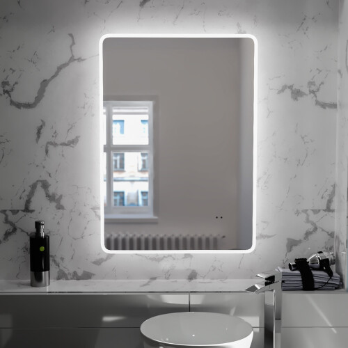 NES Home Motion Sensor Bathroom LED Mirror Shaver Socket Demister 500 x 700mm 1
