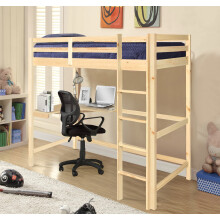 (Natural, No Mattress) 3ft High Sleeper With Corner Desk in Grey, Natural or White