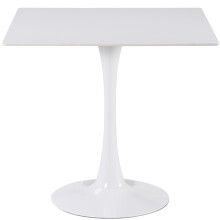 Charles Jacobs White Square Ceramic Dining Tabletop Metal Base Dinner Kitchen Table