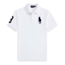 (White, XL) Men's Custom Fit Polo Shirt Cotton Short Sleeve Large Pony Polo Top
