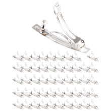 50 Pcs 50mm Metal French Barrettes Hair Clips Bows - Silver