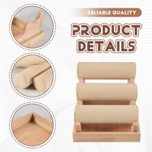 Soporte de Reloj de Pulsera de Madera de 3 Niveles Soporte Escaparate de Joyas Organizador de Brazalete de Collar de Almacenamiento de Pantalla