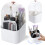 Square Makeup Brush Holder, 360Degree Rotating Makeup Brushes Container, Waterproof Makeup Holder with Lid(White) 3