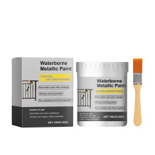 Waterborne Metallic Paint for Metal, Wood, Stone, Ceramics, Glass, Walls, Concrete, Cabinets – Black, 5.29 fl oz, Quick-Drying & Weatherproof