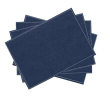 Home Fashions Border Design Cloth Wrinkle Resin Fabric Placemat for Christmas Dinner, Set of 4, 13 "x19", Copen Blue