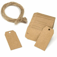Kraft Paper Hanging Tags with Jute Twine 100 pcs 3x5 cm