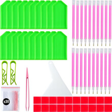 94PCS 5D Diamond Art Kit: 20 Trays, 20 Glue Clays, 20 Pens, Non-Slip Clips, Tweezers, Correction Tools