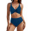 Conjunto de biquíni feminino com top triangular ajustável e 2