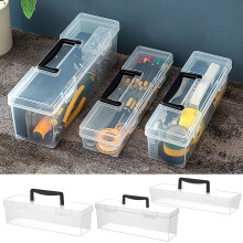 Transparent Plastic Storage Container with Snap Lid, Long Sealed Box for Travel & Daily Use (L: 14.09x4.25x4.72in)