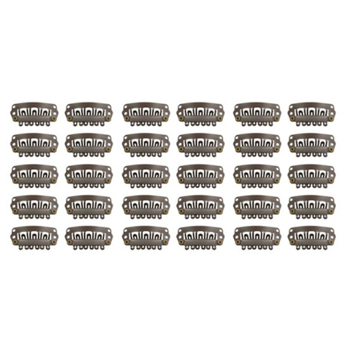 30pcs Brown Snap Clips U-Shape Metal Clips for Hair Extensions DIY