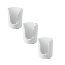 3pcs White Plastic Cup Storage Rack, Compatible with Standard Paper Cups, Vertical Stripe Design