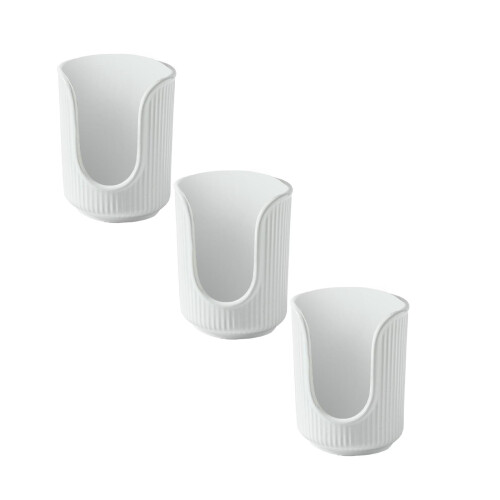 3pcs White Plastic Cup Storage Rack, Compatible with Standard Paper Cups, Vertical Stripe Design