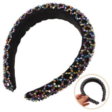 Bandeau bohème fait main avec des perles multicolores et des strass