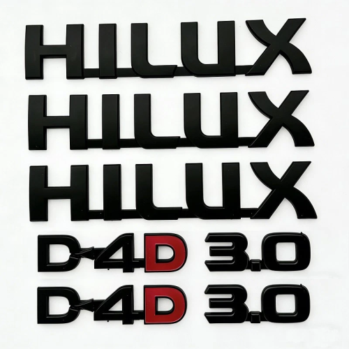 (Black) For Toyota Hilux 2005-2015 Badge Emblem set 7 Pieces Hilux, D4D 3.0 Black Chrome