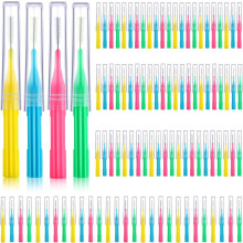 100pcs Braces Brush for Interdental Cleaning – Light Blue/Yellow/Gray/Purple, Compatible with Orthodontic Appliances