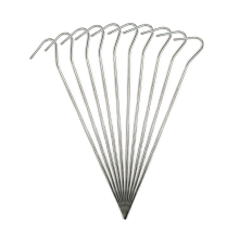 (Pack of 10, Without Peg Puller) KCT Galvanised Steel Tent Pegs Camping Ground Stakes 9"