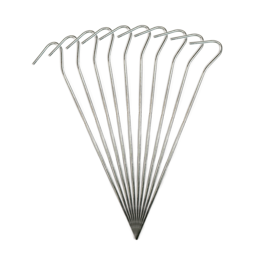 Kct (Pack Of 10, Without Peg Puller) Galvanised Steel Tent Pegs Camping Ground Stakes 9"