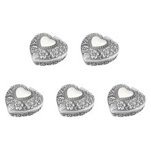 5X Klassische Vintage Antike Herzform Schmuckschatulle Ring Kleine Schmuckstück Speicher Organisator Brust Weihnachten Geschenk, Silber