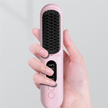 Wireless Hair Straightener Brush Fast Heated Straightener Brush Negative Ions Hair Curler Portable Heating Comb-Black