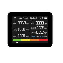 Moniteur de Qualité de L'Air Tuya WIFI 13 en 1 CO2/TVOC/HCHO/PM2.5/PM1.0/PM10/TempéRature/Humidité/Heure/Date/Alarme/Minuterie-Noir