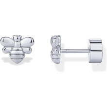 (White Gold, Bumble Bee) Classic Elegant 14K Gold Plated Dainty Flat Back Earrings for Women - Hypoallergenic Sterling Silver Posts Helix Jewelry