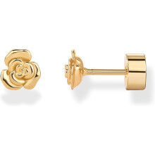 (Yellow Gold, Rose) Classic Elegant 14K Gold Plated Dainty Flat Back Earrings for Women - Hypoallergenic Sterling Silver Posts Helix Cartilage