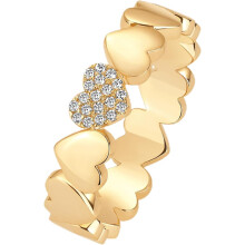 (8, Yellow Gold) HKEDES 14K Gold Plated Heart Stackable Rings for Women | Love Valentines Statement Chunky Signet Ring Band | Friendship Rings
