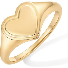 (6, Yellow Gold) HKEDES 14K Gold Plated Heart Stackable Rings for Women | Love Valentines Statement Chunky Signet Ring Band | Friendship Rings