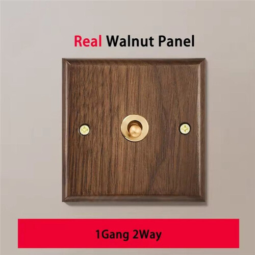 Retro Walnut Wall Toggle  Panel 1-4Gang 2Way Solid Wood Double Universal Electrical Power Outlet C 1