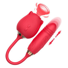 (2nd generation red-boxed plastic ready stock) Rose Clit Suction G-spot Vibrator Thrusting Toy for Women Adult Pleasure