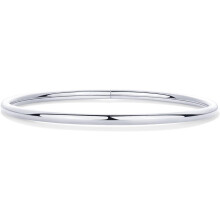 (Medium/Large, White Gold) HKEDES 14K Gold Plated Bangle Bracelet for Women | Classic Lightweight Stacking Stainless Steel Bracelet