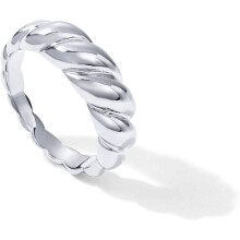 (5, White Gold) HKEDES 14K Gold Plated Croissant Dome Rings for Women - Trendy Twisted Braided Band - Chunky Signet Stackable Ring Stetement Jewelry