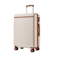 (Cream/Brown, 24Inch) 20/24/28Inch Hard Shell Suitcase 4 Wheels Cabin Hand Luggage Travel Case ABS+PC