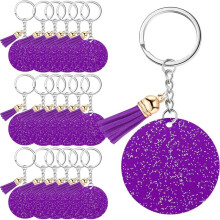 Porte-CléS en Acrylique Vierge avec Porte-CléS 1,97 Pouces, Porte-CléS en Acrylique Vierge à Paillettes, Pompon Violet