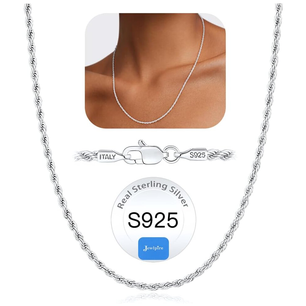 Hkedes (24 Inches, 925 Sterling Silver) 2Mm Rope Chain 18K Gold Plated 925 Sterling Silver Chain Necklace For Women