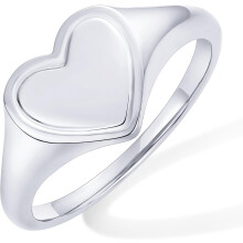 (5, White Gold) HKEDES 14K Gold Plated Heart Stackable Rings for Women | Love Valentines Statement Chunky Signet Ring Band | Friendship Rings